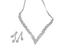 Iuhtrb Grazioso set di accessori con zircone per le donne collana e orecchini alla moda con zirconi scintillanti gioielli con pietre scintillanti, Misura unica, come descritto, come descritto