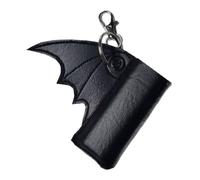 Iuhtrb Moderna Bat Patterned Caso Resistente all'usura PU Costruzione Manicotto Protettivo Con Portachiavi Loop Trendy Bat Design Portachiavi Caso, Nero , Taglia unica