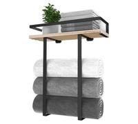 Iuhtrb Multiuso In Acciaio Al Carbonio In Legno Bagno Stoccaggio Rack Montaggio A Parete Mensole Accessorio Per Asciugamani E Toiletries Portasciugamani