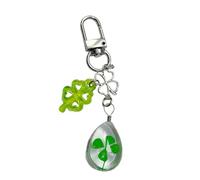 Iuhtrb Portachiavi a forma di erba a forma di quattro foglie, accessorio in vetro con catena per telefono, design antiscivolo, decorazione per tutti i giorni, A, Taglia unica