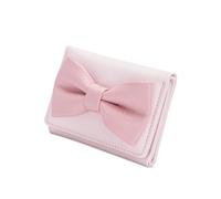 Iuhtrb Portafogli con fiocchi dolci per donne e ragazze portamonete a tre ante portamonete porta carte di credito borsa in pelle PU elegante cambiamento portafoglio a tre ante elegante corto in pelle