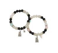 Iuhtrb Set di 2 eleganti braccialetti elastici per coppie, lunghezza regolabile, con perline in vetro colorato, per lui e per lei, set regalo, Misura unica, come descritto