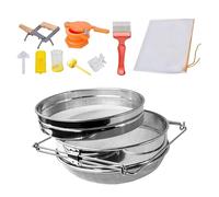 Iuhtrb Set di attrezzi per apicoltura Kit per la raccolta dei mieli a doppio setaccio per apicoltori, forchetta per apicoltura, cancello e kit di raccolta del sacchetto filtro