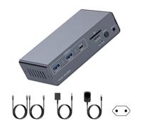 Iuhtrb Switcher della Stazione Docking USB C KVM per Video A Doppio Monitor 4K60Hz con 3 2 10 Gbps E Gigabit Ethernet C con Gigabit Ethernet