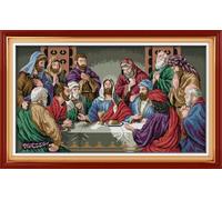 IUHUI Kit per punto croce prestampato a 14 punti, per principianti e adulti, con scritta "L'ultima cena di Leonardo da Vinci" prestampato fai da te da 14 ct, kit per ricamo e cucito con motivi