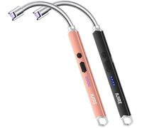 IUIRE Accendino elettrico ricaricabile ad arco con collo flessibile per candela (nero x oro rosa)