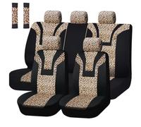 IUKMRT Coprisedili Universali Copri Sedile Auto Coprisedile Universale Auto Stampa Leopardata In Peluche Corto Invernale Maggior Parte Degli Accessori Interni SUV Camion Furgoni(Browm full set)