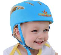 IULONEE Casco da Bambino Infantili Cappello di Testa di Cotone Cappello del Bambino Baby Helmet Regolabile di Sicurezza Casco Neonati (Blu)