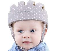 IULONEE Casco da Bambino Infantili Cappello di Testa di Cotone Cappello del Bambino Baby Helmet Regolabile di Sicurezza Casco Neonati (Neve Grigio)