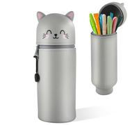 iulrtba Astucci kawaii, astuccio in silicone 2 in 1, astuccio e portapenne, astuccio in silicone con disegno di animali, astuccio per scuola e ufficio