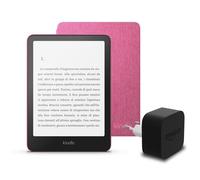 I'ultimo Kindle Paperwhite (versione 2024) da 16 GB con pubblicità, una copertura in tessuto Amazon e un alimentatore Amazon Powerfast da 9 W.
