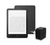 I'ultimo Kindle Paperwhite (versione 2024) da 16 GB con pubblicità, una copertura in tessuto Amazon e un alimentatore Amazon Powerfast da 9 W.