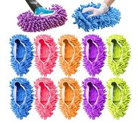 IUMÉ 5-Pairs Mop Slippers Shoes for Floor Cleaning, 10 Pcs Microfiber Shoes Cover Reusable Dust Mops for Women Washable, Mop Socks for Foot Dust Hair Cleaners Sweeping House Office Bathroom Kitchen