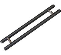 iumLeap Maniglia per porta in legno, maniglia per porta scorrevole rotonda su due lati, per esterni e interni, maniglia per porta in vetro, nera, 40 cm / 15.7in