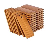 Iunipusy Confezione da 100 pendenti vuoti in legno rettangolari ecologici, 45 x 20 mm, non verniciati, portachiavi unici, etichette regalo, etichette con nome per arte, artigianato e decorazione della