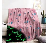 IUNTWEIE Coperta morbida per bambini 150x200cm, Sirenetta che brilla al buio, morbida coperta in flanella, regali per ragazze, coperta rosa (MRYU, 150x200cm)