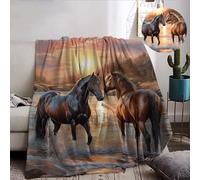 IUNTWEIE Coperta motivo cavallo 130x150cm Morbida flanella soffice e calda, coperta modello cavallo 3D come coperta divano coperta divano copriletto (C, 150x200cm)