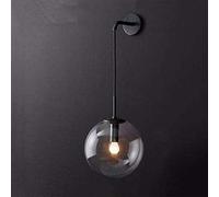 IUokLU Applique da Parete in Vetro Moderna Lampada da Parete Industriale Lampada da Parete per Interni Lampada da Soggiorno Camera da Letto Comodino E27 Lampada,Nero-20cm