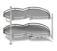 IUokLU Contenitore Estraibile da Cucina A Due Livelli,Organizer Estraibile per Ripiani,Cestello Angolare A 2 Livelli,Cestelli per Armadietti Angolari da Cucina,Org(Porta Sinistra - 87X44X25 Cm)