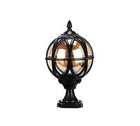 IUokLU Lampada da Esterno retrò Europea in Mattoni Lampada da Terra in Alluminio E27 Lampada da Terra a Globo IP55 Lanterna in Vetro Antipioggia per Esterni,