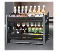 IUokLU Organizzatore per Armadietti A 2 LivelliEstraibile,Ripiano A Scomparsa per Pensili,Cestello di Sollevamento in Lega di Alluminio,Porta Spezie PE(Nero - (Lxpxa) 65,5X28X54Cm)