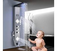IUokLU Pannello Doccia a Cascata con Luce LED Sistema a Colonna con Rubinetto per Doccia 3 Maniglie miscelatori per Doccia a 6 funzioni con doccetta per Bidet,