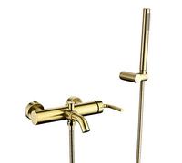 IUokLU Rubinetti per Doccia in Ottone A Parete, Rubinetti per Vasca da Bagno in Oro Spazzolato, Set con Doccetta per Bagno di Lusso Adatto, Aria Condizionata(A.D)