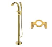 IUokLU Rubinetto per Vasca da Bagno A Pavimento, Rubinetti per Vasca Indipendenti con Doccetta, Rubinetti per Bagno, 2 modalità di Uscita dell'Acqua, Cascata Moderna (Oro Spazzolato-A)