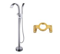IUokLU Rubinetto per Vasca da Bagno A Pavimento, Rubinetti per Vasca Indipendenti con Doccetta, Rubinetti per Bagno, 2 modalità di Uscita dell'Acqua, Cascata Moderna (Chrome-A)