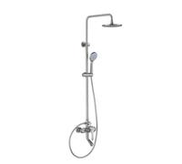 IUokLU Set di Rubinetti per Doccia da Esterno, Sistema Doccia, Soffioni Doccia con Combinazione di Doccetta, 3 Funzioni, Incluso Rubinetto per Vasca, Attacco Doccia A(Spazzolato)