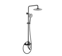 IUokLU Set di Rubinetti per Doccia da Esterno, Sistema Doccia, Soffioni Doccia con Combinazione di Doccetta, 3 Funzioni, Incluso Rubinetto per Vasca, Attacco Doccia A(Grigio)