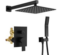 IUokLU Set Doccia con Soffione, Flessibile Doccia, Soffione in Ottone, Set Doccia Combinato con Rubinetto Nascosto per Bagno di Lusso, Decorazione in Oro Spazzolato(Un)