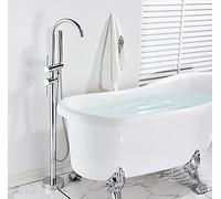 IUokLU Set Rubinetto per Vasca da Bagno, Miscelatore per Vasca con Piedistallo, Rubinetto Doccia A Doppia Maniglia per Rubinetti da Bagno - Oro