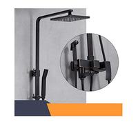 IUokLU Sistema Doccia con Acqua Calda E Fredda, Rubinetto Doccia Nero, Set Doccia Multifunzione con Maniglia Singola, Soffione Doccia, Doccetta, Beccuccio per Vasca, D