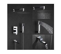 IUokLU Sistema Doccia con Rubinetto Doccia in Ottone A Parete per Acqua Calda E Fredda, Set Doccia Multifunzione con Maniglia Liscia, Soffione Doccia, Doccetta, Bocca