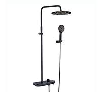 IUokLU Sistema Doccia con Soffione da 9 Pollici, Set Rubinetto Doccia Nero, Set Doccia Combinato A Parete, Miscelatore Doccia in Ottone con Beccuccio per Vasca A Casca