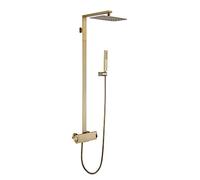 IUokLU Sistema Doccia con Soffione, Set Rubinetto Doccia in Oro Spazzolato, Set Doccia Combinato A Parete, Miscelatore Doccia in Ottone con Beccuccio per Vasca A Casc(Un)