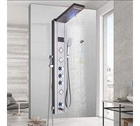 IUokLU Sistema Doccia Pannello Doccia a Parete Colonna Doccia Rubinetto Schermo Digitale della Temperatura Miscelatore Doccia Rubinetto con soffione Bidet Nichel,