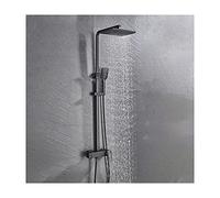 IUokLU Sistema Doccia Set Rubinetto Doccia Nero Set Doccia Combinato in Ottone A Parete Miscelatore Monocomando per Doccia con Doccetta, Bocca per Vasca, Soffione Doc(Un)