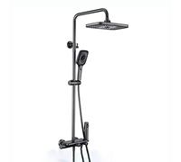 IUokLU Sistema Doccia, Set Rubinetto Doccia Termostatico, Set Doccia A Parete, Miscelatore Doccia in Ottone con Soffione, Bocca per Vasca A Cascata, Doccetta A 3 Moda