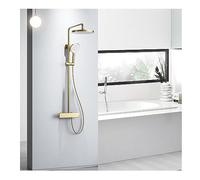 IUokLU Sistema Doccia Termostatico, Set Rubinetto Doccia per Bagno in Oro, Miscelatore Termostatico per Doccia A 40°C, 3 Funzioni, Kit Doccia con Valvola E Soffione Do