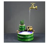 IUokLU Tabletop Fountains Creative Design Desktop Waterfall Fountain with LED Light And Succulent Pot, Magic Water Faucet Running Water Fountains Zen Meditation Indoor Waterfall