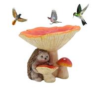 IUOUTG Muliera per uccelli del riccio da giardino, grazioso vassoio di funghi, stazione di alimentazione della colomba in resina decorativa per decorazioni del portico esterno