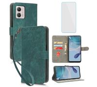 IUQXU Cover per Motorola Moto G73 5G Libro con Pellicola Vetro Temperato [Blocco RFID] Antiurto Slot Carte Supporto Flip Custodia in Pelle Portafoglio per Motorola G73 G 73 MotoG73 5G Verde