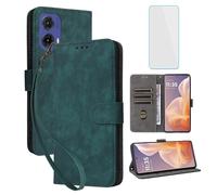 IUQXU Cover per Motorola Moto S50 Neo 5G/Motorola Moto G85 5G Libro con Pellicola Vetro Temperato [Blocco RFID] Antiurto Supporto Custodia in Pelle Portafoglio per Motorola S50Neo Moto G 85 5G Verde