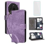 IUQXU Cover per Nothing Phone 3A Pro con vetro temperato Custodia a libro e Folios [blocco RFID] Antiurto Porta Carte Custodia a Portafoglio Pelle per Nothing Phone3A Pro Phone 3APro, Viola