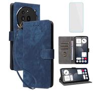 IUQXU Cover per Nothing Phone 3A Pro con vetro temperato Custodia a portafoglio e Folios [blocco RFID] Antiurto Porta Carte Custodia a Portafoglio Pelle per Nothing Phone3A Pro Phone 3APro, Blu