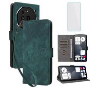 IUQXU Cover per Nothing Phone 3A Pro con vetro temperato Custodia a portafoglio e Folios [blocco RFID] Antiurto Porta Carte Custodia a Portafoglio Pelle per Nothing Phone3A Pro Phone 3APro, Verde