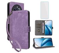 IUQXU Cover per Realme 12 Pro 5G / Realme 12 Pro Plus 5G Libro con Pellicola Vetro Temperato [Blocco RFID] Antiurto Supporto Custodia in Pelle Portafoglio per Realme12 ProPlus Pro+ 12Pro 5G Viola