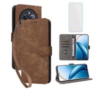 IUQXU Cover per Realme 12 Pro 5G / Realme 12 Pro Plus 5G Libro con Pellicola Vetro Temperato [Blocco RFID] Antiurto Supporto Custodia in Pelle Portafoglio per Realme12 ProPlus Pro+ 12Pro 5G Marrone